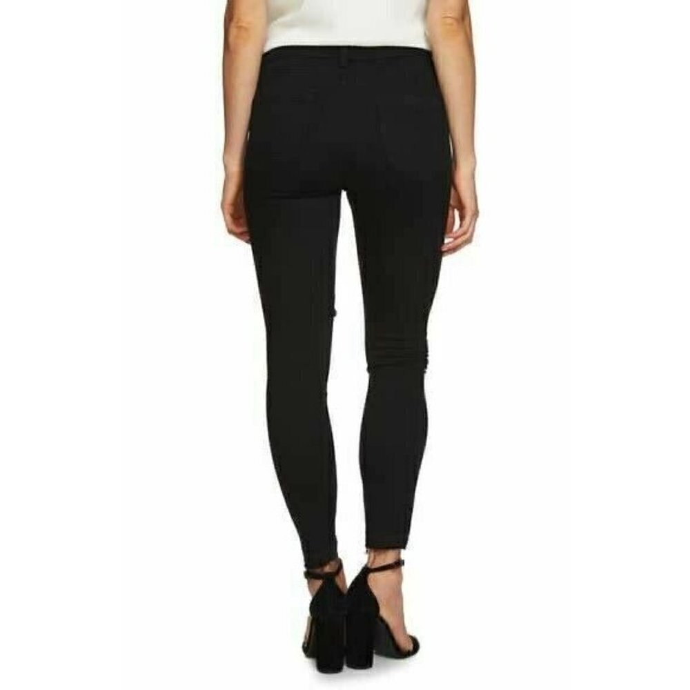 1.State Womens Black Denim Frayed Released Hem Skinny Jeansin Super Was - Picture 4 of 12